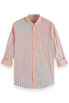 Dobby Stripe Roll Up Sleeves | Coral Stripe